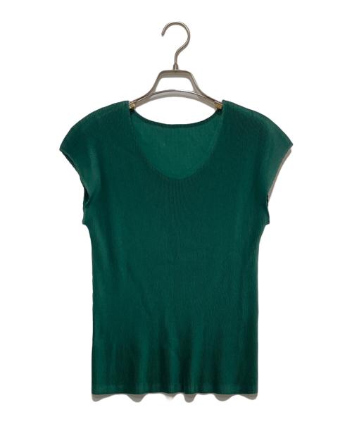 PLEATS PLEASE（プリーツプリーズ）PLEATS PLEASE (プリーツプリーズ) ノースリーブプリーツカットソー グリーン サイズ:3の古着・服飾アイテム