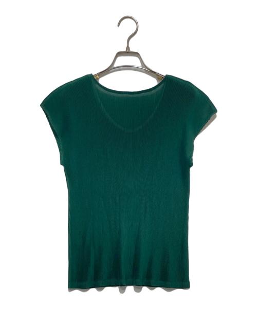 PLEATS PLEASE（プリーツプリーズ）PLEATS PLEASE (プリーツプリーズ) ノースリーブプリーツカットソー グリーン サイズ:3の古着・服飾アイテム