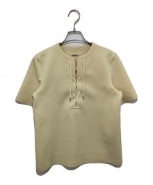 AURALEE（オーラリー）の古着「WETSUIT JERSEY LACE UP TEE」｜ベージュ