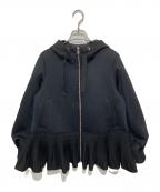 M-premierBLACKエムプルミエブラック）の古着「プリーツペプラムフーディジャケット」｜ブラック