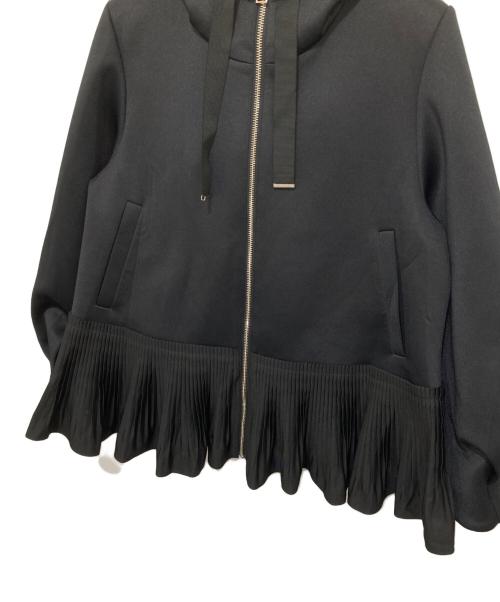 M-premierBLACK（エムプルミエブラック）M-premierBLACK (エムプルミエブラック) プリーツペプラムフーディジャケット ブラック サイズ:38の古着・服飾アイテム