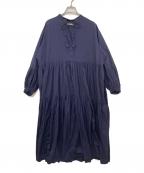 house of lotusハウスオブロータス）の古着「クロス刺繍ティアードワンピース」｜ネイビー