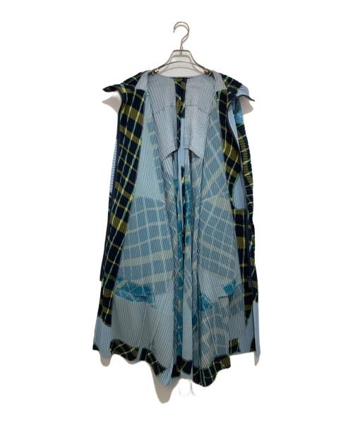 HOMME PLISSE ISSEY MIYAKE（オム プリッセ イッセイ ミヤケ）HOMME PLISSE ISSEY MIYAKE (オムプリッセ イッセイ ミヤケ) WINDSWEPT PLAID ブルー サイズ:3の古着・服飾アイテム