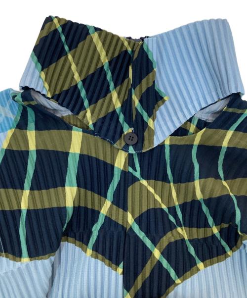 HOMME PLISSE ISSEY MIYAKE（オム プリッセ イッセイ ミヤケ）HOMME PLISSE ISSEY MIYAKE (オムプリッセ イッセイ ミヤケ) WINDSWEPT PLAID ブルー サイズ:3の古着・服飾アイテム