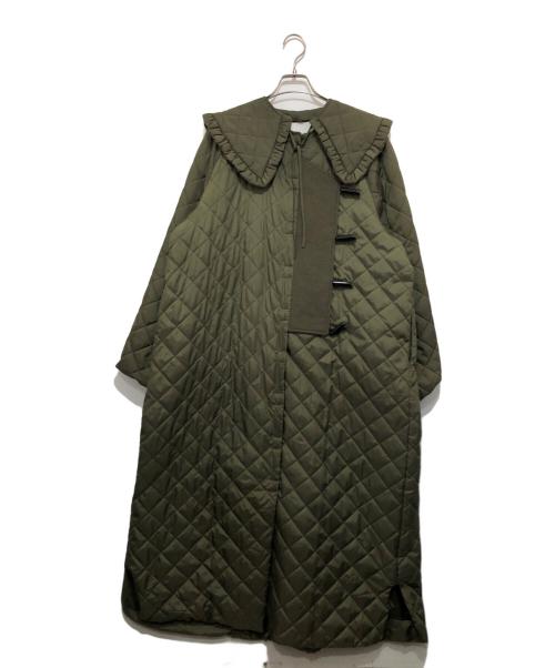 GANNI（ガニー）GANNI (ガニー) キルティングコート ノーカラーコート カーキ サイズ:38の古着・服飾アイテム