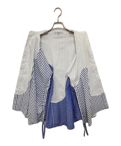 UN3D.（アンスリード）UN3D. (アンスリード) ウェーブラインギャザーシャツ ホワイト サイズ:38の古着・服飾アイテム