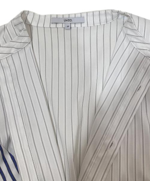 UN3D.（アンスリード）UN3D. (アンスリード) ウェーブラインギャザーシャツ ホワイト サイズ:38の古着・服飾アイテム