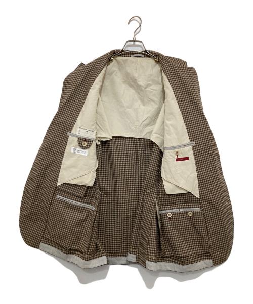 BRUNELLO CUCINELLI（ブルネロクチネリ）BRUNELLO CUCINELLI (ブルネロクチネリ) テーラードジャケット ブラウン サイズ:52の古着・服飾アイテム