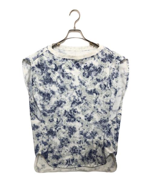 Mame Kurogouchi（マメクロゴウチ）mame kurogouchi (マメクロゴウチ) Floral Flock Printed Fleece Lining Sleeveless Top ホワイト サイズ:2の古着・服飾アイテム