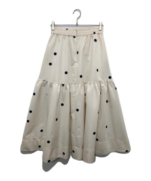CADUNE（カデュネ）CADUNE (カデュネ) ドット切替スカート ホワイト サイズ:38の古着・服飾アイテム
