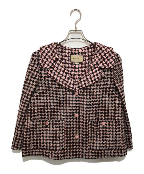GUCCI（グッチ）GUCCI (グッチ) ハンドトゥースジャケット 674323 ZAHXM ピンク サイズ:40の古着・服飾アイテム