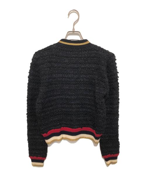 GUCCI（グッチ）GUCCI (グッチ) BOUCLE KNIT WEB Short Cardigan（ブークレ ニット ウェブ ショートカーディガン）478714 X5Z63 / ツイードカーディガン ブラック サイズ:Sの古着・服飾アイテム