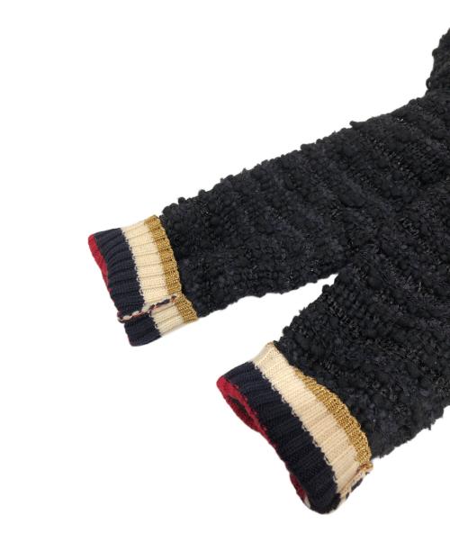GUCCI（グッチ）GUCCI (グッチ) BOUCLE KNIT WEB Short Cardigan（ブークレ ニット ウェブ ショートカーディガン）478714 X5Z63 / ツイードカーディガン ブラック サイズ:Sの古着・服飾アイテム