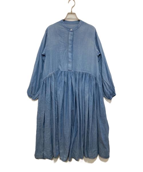 BEARDSLEY（ビアズリー）BEARDSLEY (ビアズリー) シフォンデニムギャザーワンピース インディゴ サイズ:1の古着・服飾アイテム