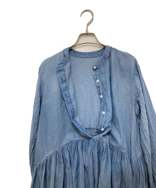 BEARDSLEY（ビアズリー）BEARDSLEY (ビアズリー) シフォンデニムギャザーワンピース インディゴ サイズ:1の古着・服飾アイテム