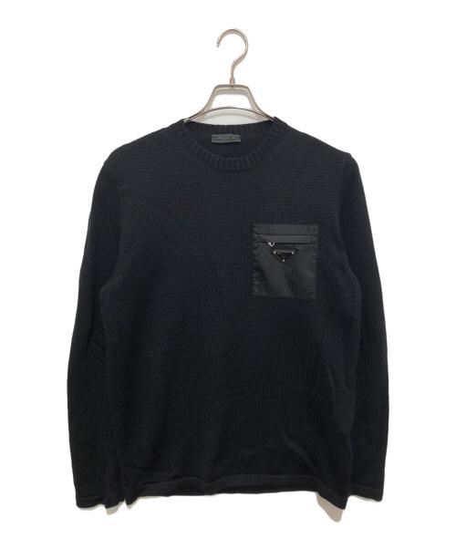 PRADA（プラダ）PRADA (プラダ) トライアングルロゴ セーター UMB049 ブラック サイズ:52の古着・服飾アイテム