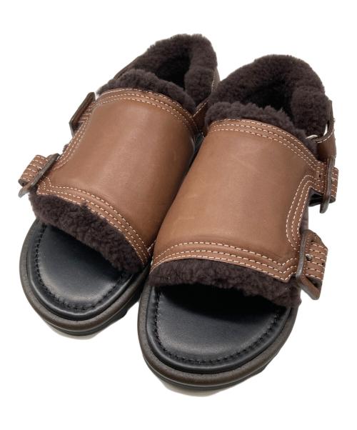 AURALEE（オーラリー）AURALEE (オーラリー) foot the coacher (フットザコーチャー) MOUTON SANDALS MADE BY FOOT THE COACHER ブラウン サイズ:25㎝の古着・服飾アイテム