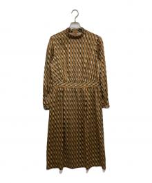 Paul Stuart（ポールスチュアート）の古着「ティピーコンビプリント ワンピース」｜ブラウン