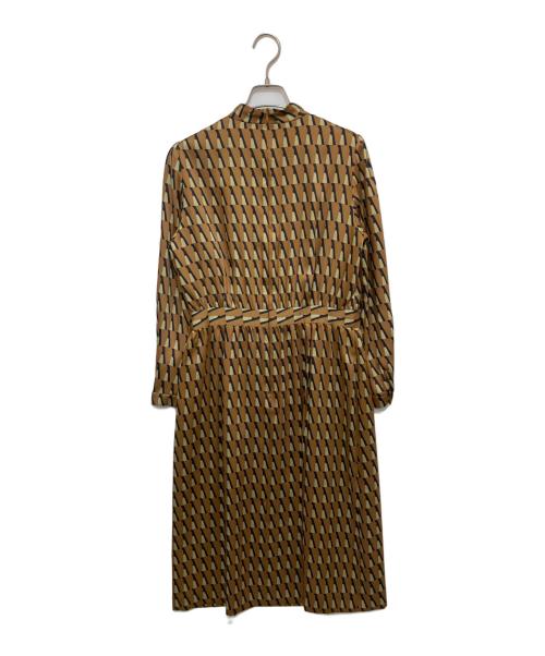 Paul Stuart（ポールスチュアート）Paul Stuart (ポールスチュアート) ティピーコンビプリント ワンピース ブラウン サイズ:6の古着・服飾アイテム