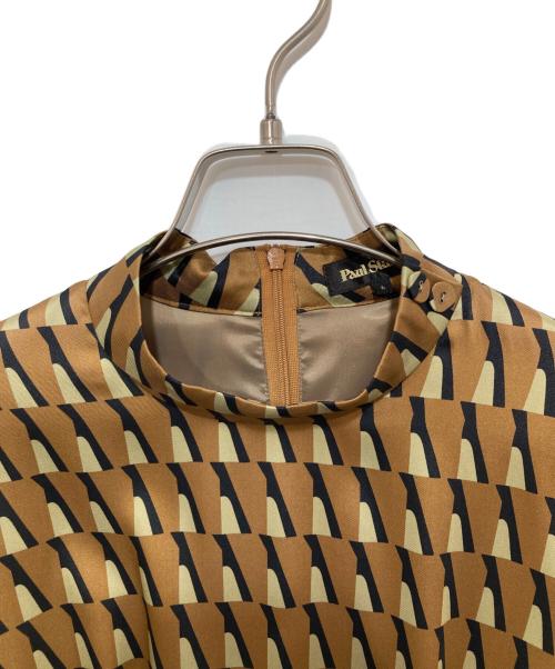 Paul Stuart（ポールスチュアート）Paul Stuart (ポールスチュアート) ティピーコンビプリント ワンピース ブラウン サイズ:6の古着・服飾アイテム