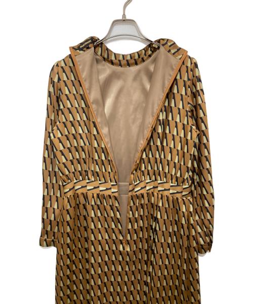 Paul Stuart（ポールスチュアート）Paul Stuart (ポールスチュアート) ティピーコンビプリント ワンピース ブラウン サイズ:6の古着・服飾アイテム