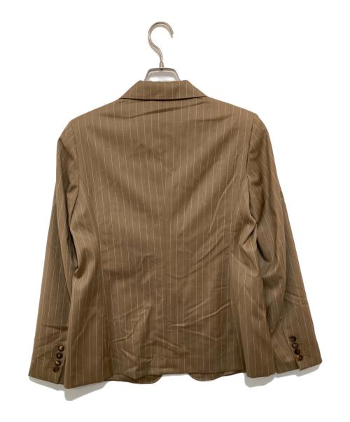 MaxMara（マックスマーラ）MaxMara (マックスマーラ) ストライプテーラードジャケット ブラウン サイズ:44の古着・服飾アイテム