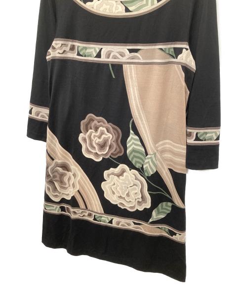 LEONARD FASHION（レオナールファッション）LEONARD FASHION (レオナールファッション) 花柄ウールワンピース ブラック サイズ:Lの古着・服飾アイテム