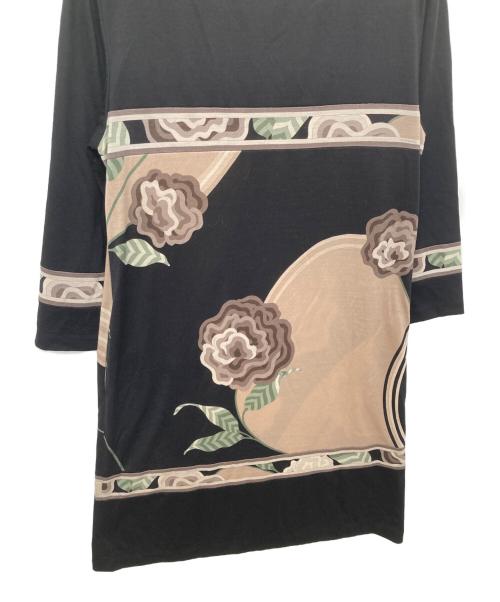 LEONARD FASHION（レオナールファッション）LEONARD FASHION (レオナールファッション) 花柄ウールワンピース ブラック サイズ:Lの古着・服飾アイテム