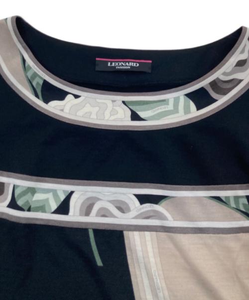 LEONARD FASHION（レオナールファッション）LEONARD FASHION (レオナールファッション) 花柄ウールワンピース ブラック サイズ:Lの古着・服飾アイテム