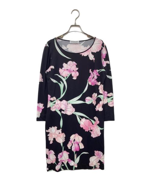 LEONARD PARIS（レオナール パリ）LEONARD PARIS (レオナール パリ) 花柄ワンピース フラワージャージーワンピース 0490909 ブラック サイズ:38の古着・服飾アイテム