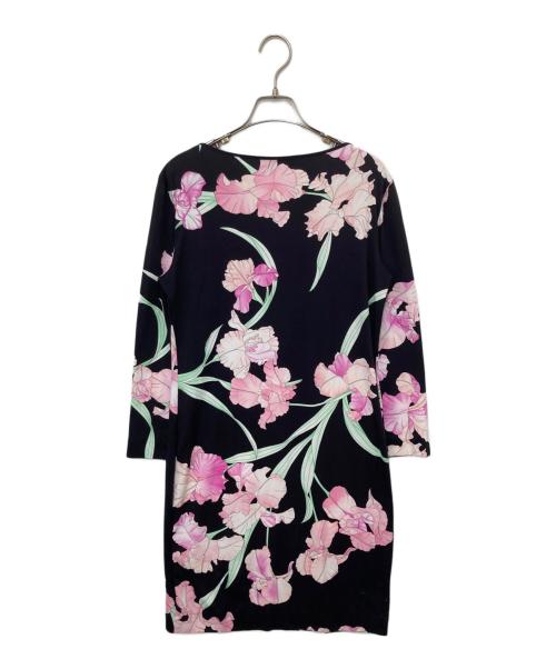 LEONARD PARIS（レオナール パリ）LEONARD PARIS (レオナール パリ) 花柄ワンピース フラワージャージーワンピース 0490909 ブラック サイズ:38の古着・服飾アイテム