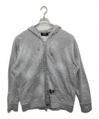 DSQUARED2ディースクエアード）の古着「スタッズ付きペイントダメージ加工ジップアップパーカー」｜グレー