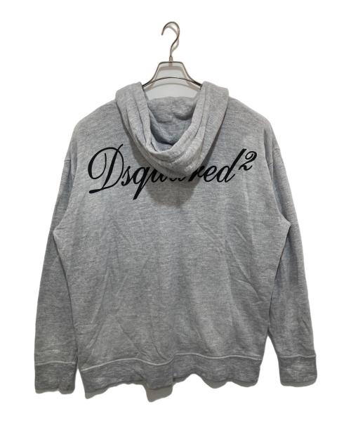 DSQUARED2（ディースクエアード）DSQUARED2 (ディースクエアード) スタッズ付きペイントダメージ加工ジップアップパーカー グレー サイズ:Mの古着・服飾アイテム