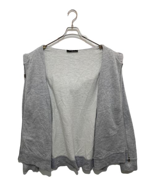 DSQUARED2（ディースクエアード）DSQUARED2 (ディースクエアード) スタッズ付きペイントダメージ加工ジップアップパーカー グレー サイズ:Mの古着・服飾アイテム