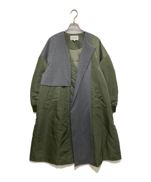 ENFOLD（エンフォルド）ENFOLD (エンフォルド) ナイロンツイル ミックスファブリックコート　300DA230-0730 グリーン サイズ:SIZE 36の古着・服飾アイテム