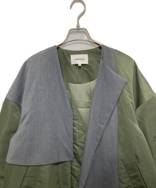 ENFOLD（エンフォルド）ENFOLD (エンフォルド) ナイロンツイル ミックスファブリックコート　300DA230-0730 グリーン サイズ:SIZE 36の古着・服飾アイテム