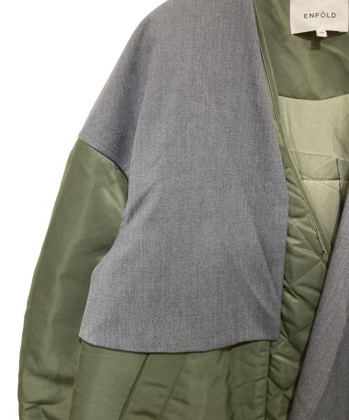 ENFOLD（エンフォルド）ENFOLD (エンフォルド) ナイロンツイル ミックスファブリックコート　300DA230-0730 グリーン サイズ:SIZE 36の古着・服飾アイテム
