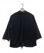 ENFOLDエンフォルド）の古着「PEツイルSHスリーブプルオーバー」｜ブラック