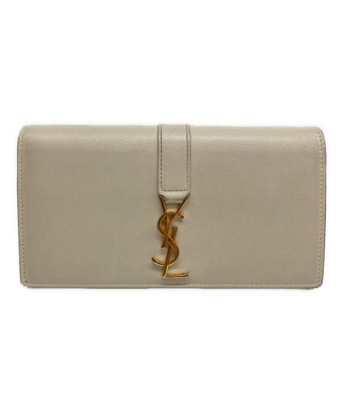 Yves Saint Laurent（イヴサンローラン）Yves Saint Laurent (イヴサンローラン) カサンドラYSLラージフラップウォレット アイボリーの古着・服飾アイテム