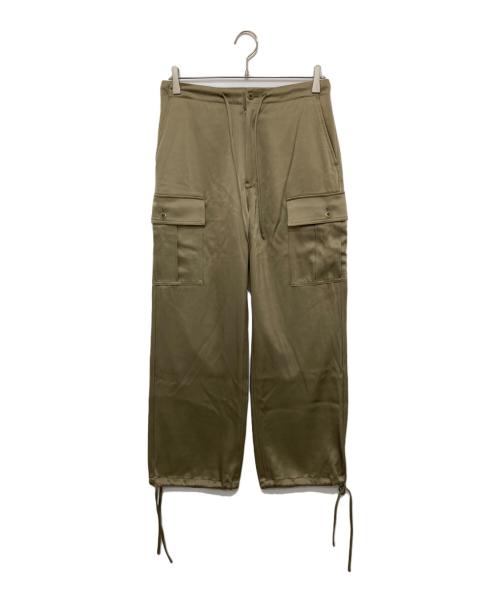mikomori（ミコモリ）mikomori (ミコモリ) THIRD MAGAZINE (サードマガジン) サテンカーゴパンツ オリーブ サイズ:9の古着・服飾アイテム