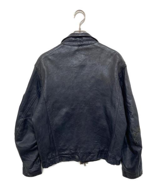 French Military（フレンチミリタリー）French Military (フレンチミリタリー) 70’s フライトレザージャケット　french military　 Leather Pilot Jacket ネイビー サイズ:表記なしの古着・服飾アイテム