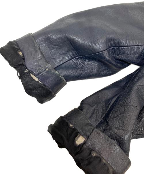 French Military（フレンチミリタリー）French Military (フレンチミリタリー) 70’s フライトレザージャケット　french military　 Leather Pilot Jacket ネイビー サイズ:表記なしの古着・服飾アイテム