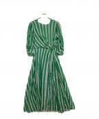 ne quittez pas×Kanako Satoヌキテパ×カナコ サトウ）の古着「Cotton Voile Stripe Twisted Waist Dress」｜グリーン