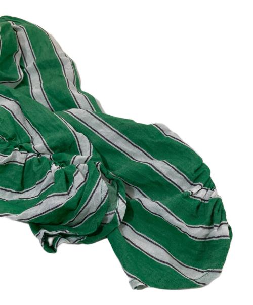 ne quittez pas（ヌキテパ）ne quittez pas (ヌキテパ) Kanako Sato (カナコ サトウ) Cotton Voile Stripe Twisted Waist Dress グリーン サイズ:Mの古着・服飾アイテム