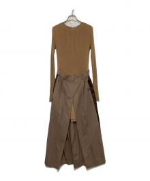 sacai（サカイ）の古着「Suiting x Knit Dress スーチングニットドレスワンピース 22-05909」｜ブラウン