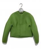 AURALEEオーラリー）の古着「SPONGE TROPICAL WOOL NO COLLAR BLOUSON」｜グリーン