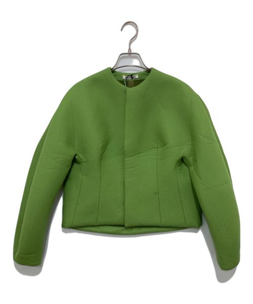 AURALEE（オーラリー）AURALEE (オーラリー) SPONGE TROPICAL WOOL NO COLLAR BLOUSON グリーンの古着・服飾アイテム