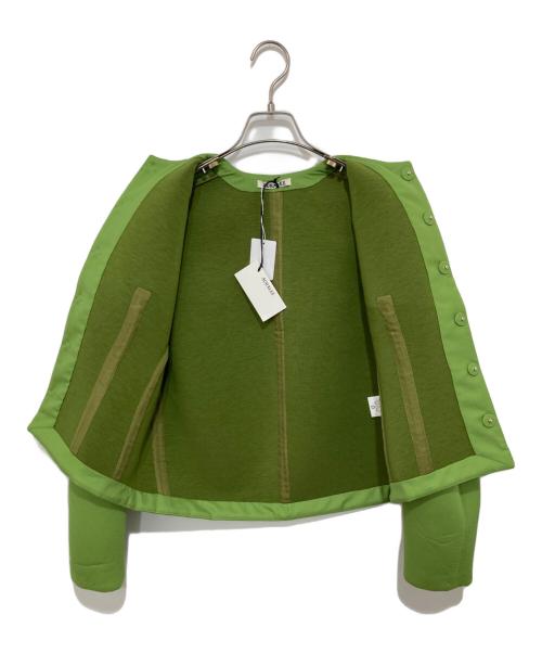 AURALEE（オーラリー）AURALEE (オーラリー) SPONGE TROPICAL WOOL NO COLLAR BLOUSON グリーンの古着・服飾アイテム