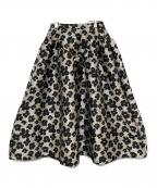 obliMオブリ）の古着「米沢別注フラワーレオパードスカート」｜ベージュ