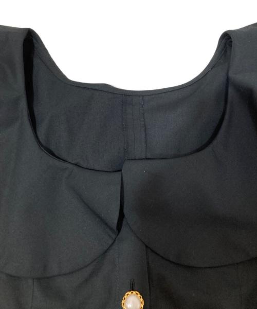 cygne（シーニュ）cygne (シーニュ) ビッグカラー パワーショルダーブラウス ブラック サイズ:1の古着・服飾アイテム